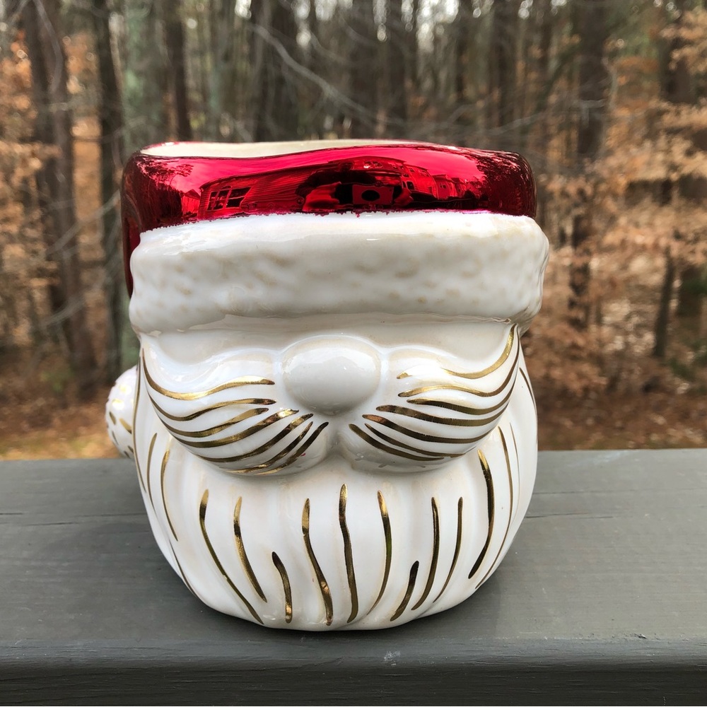 Bath & Body Works 3 Wick Candle Holder SANTA HEAD